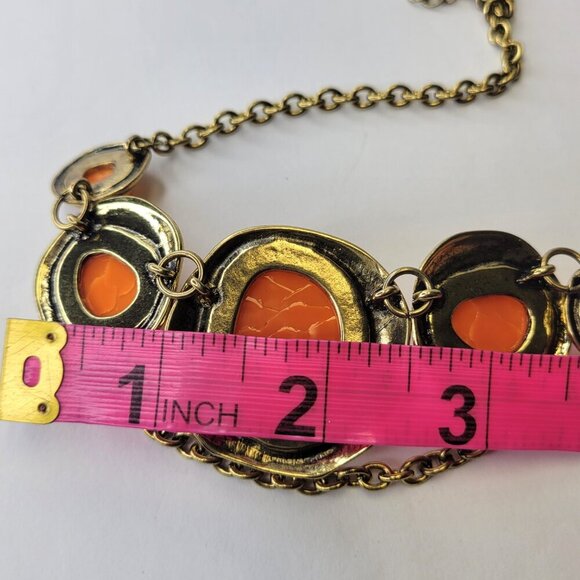 Orange Cabochon Style Choker Necklace - Picture 4 of 10